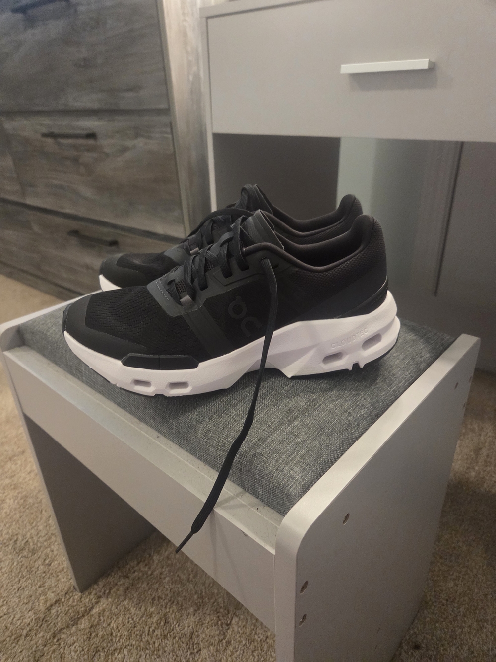 On Cloud Women’s Athletic Sneakers in Black and White